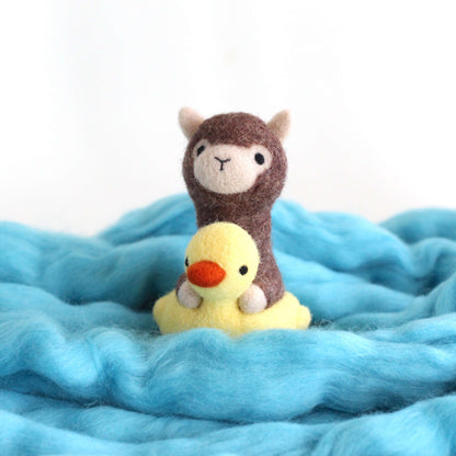 Needle Felted Alpaca in a Duck Floatie by Wild Whimsy Woolies