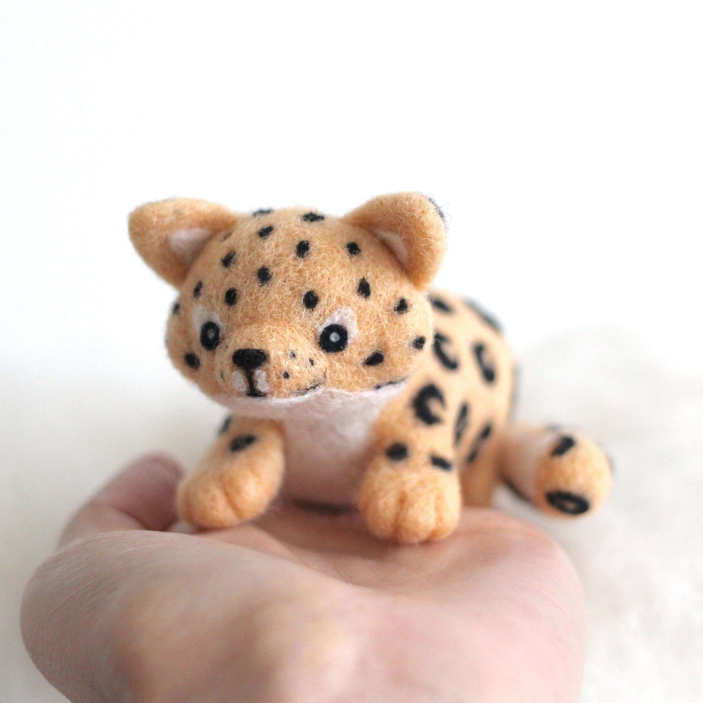 Needle Felted Amur Leopard Cub by Wild Whimsy Woolies