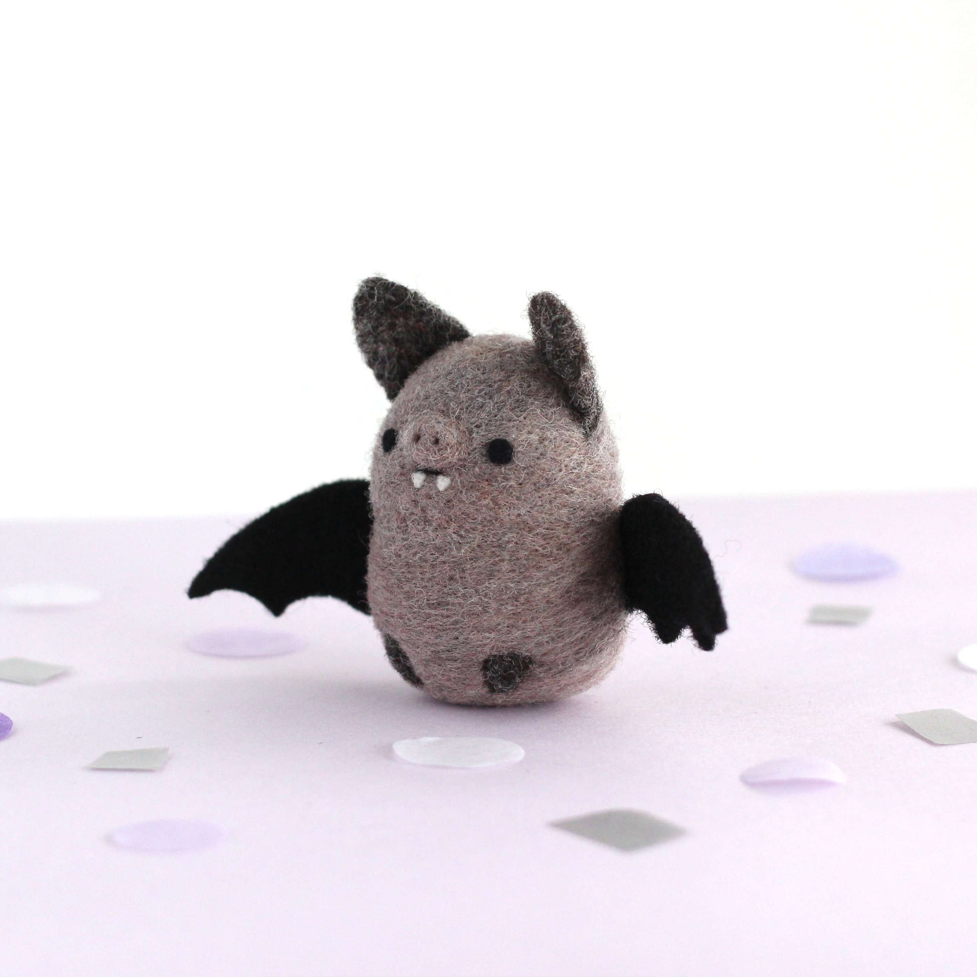 Needle Felted Bat (Dusty Grey) by Wild Whimsy Woolies