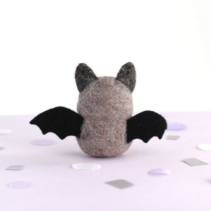 Needle Felted Bat (Dusty Grey) by Wild Whimsy Woolies