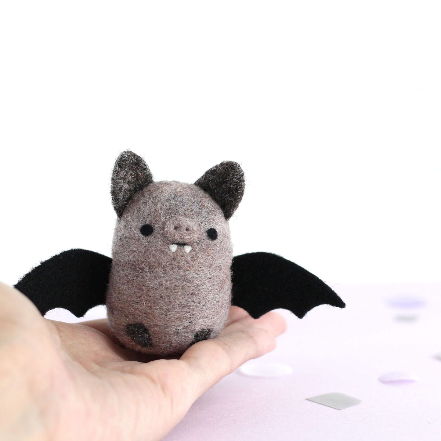 Needle Felted Bat (Dusty Grey)