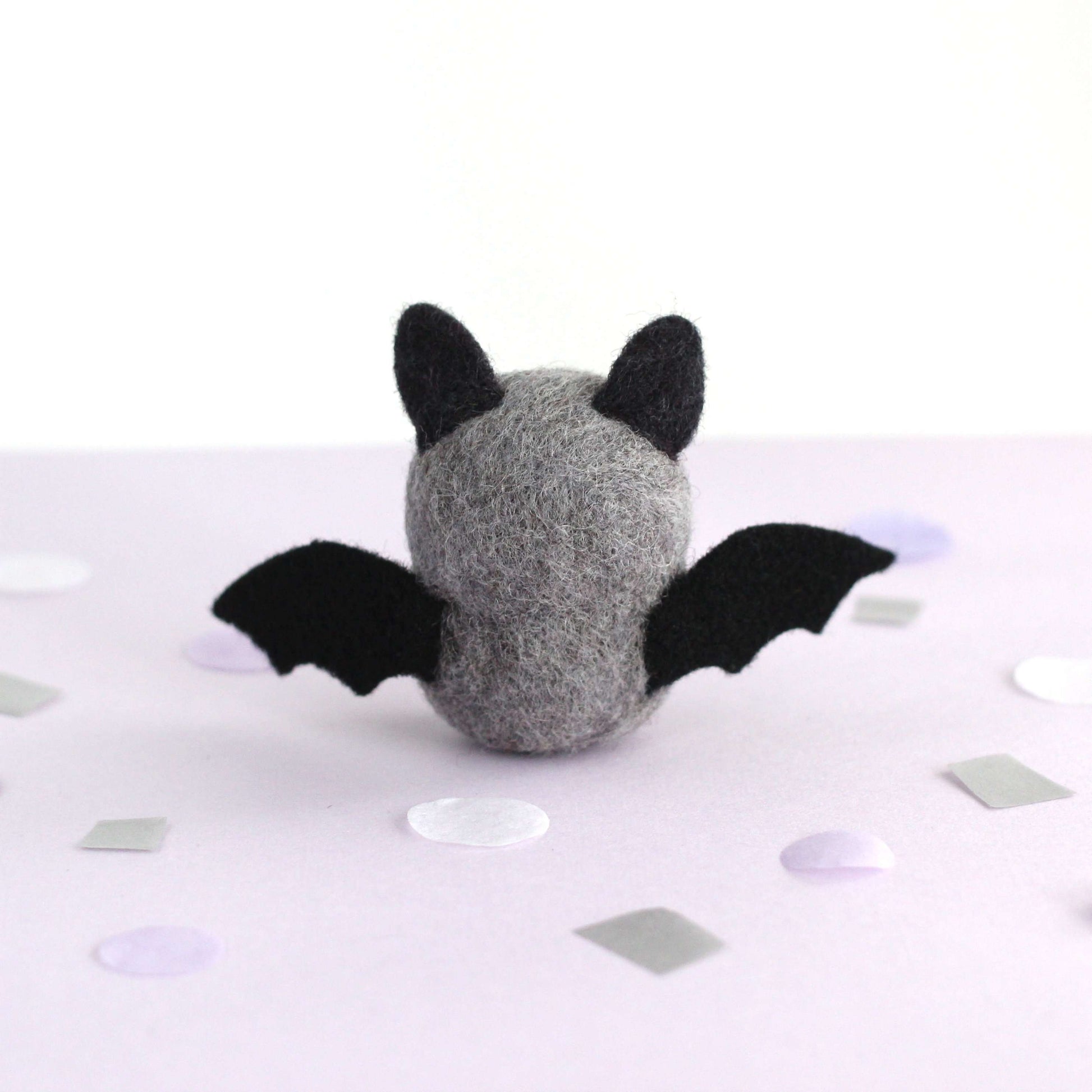 Needle Felted Bat (Grey) by Wild Whimsy Woolies