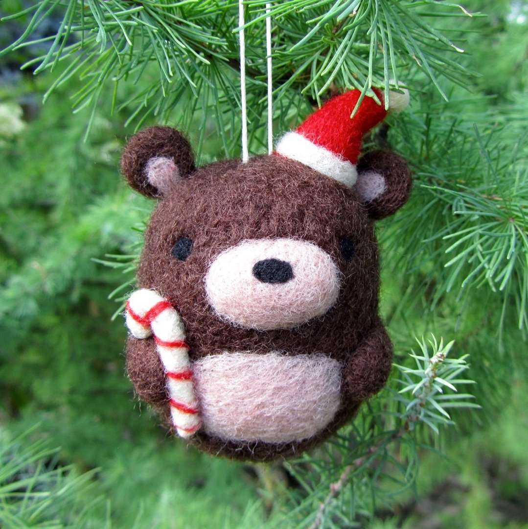 Needle Felted Bear Ornament by Wild Whimsy Woolies