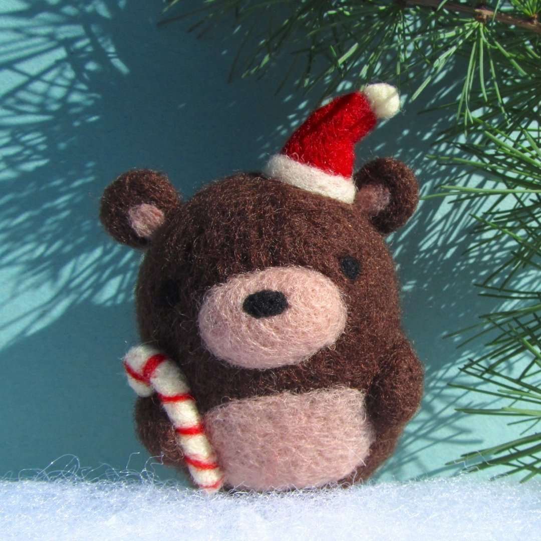 Needle Felted Bear Ornament by Wild Whimsy Woolies