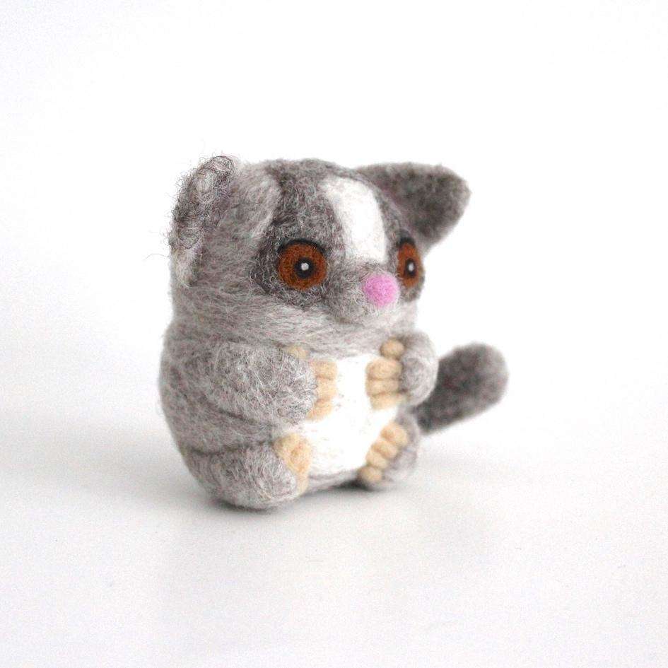 Needle Felted Bush Baby named Gizmo by Wild Whimsy Woolies