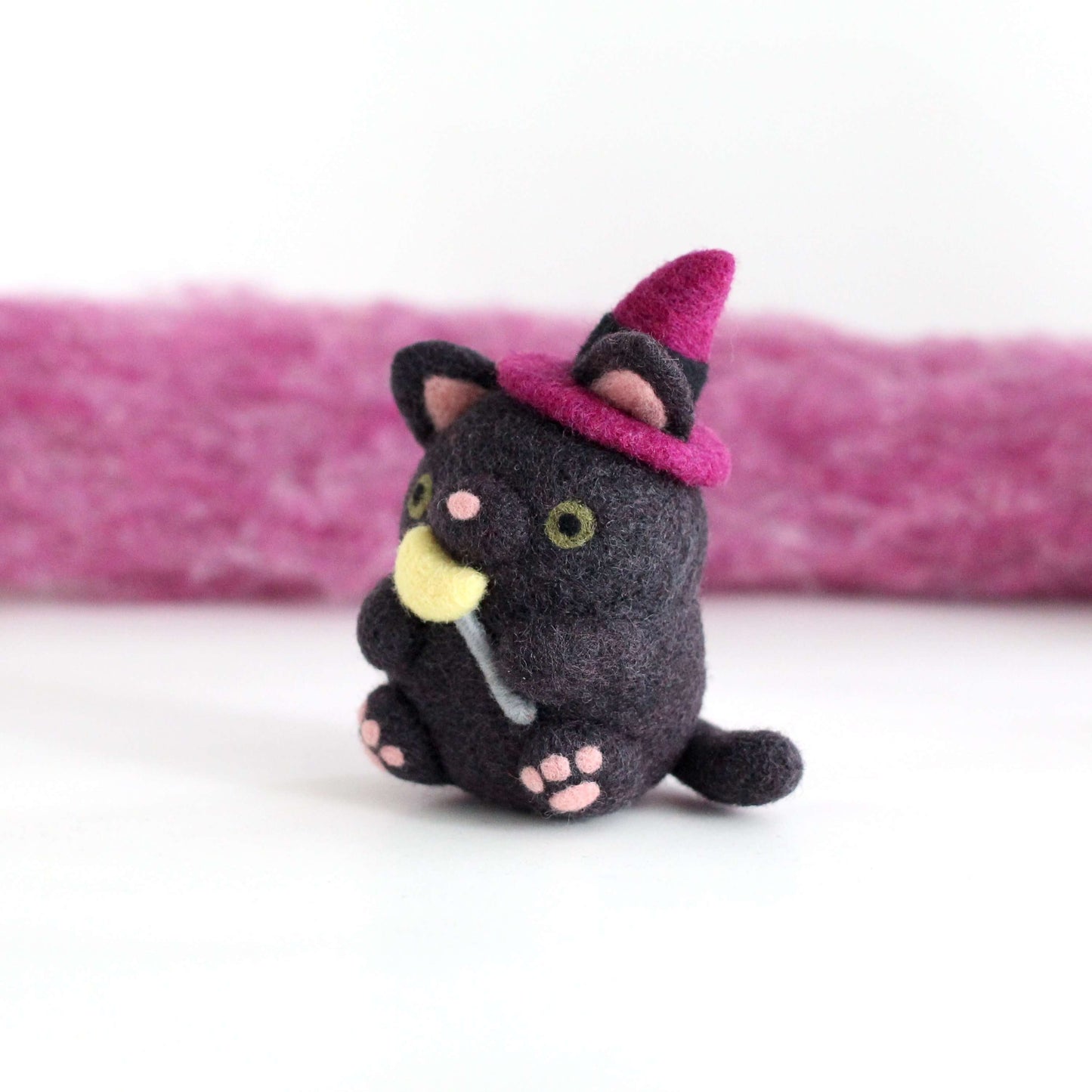 Needle Felted Cat Witch