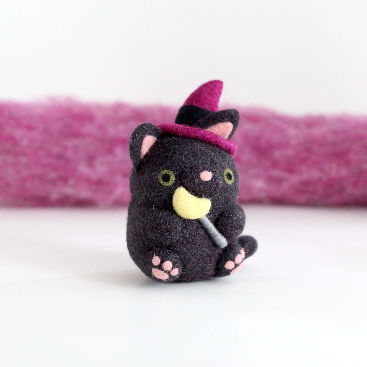 Needle Felted Cat Witch