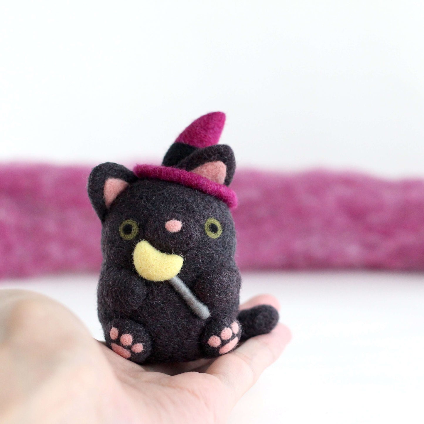 Needle Felted Cat Witch