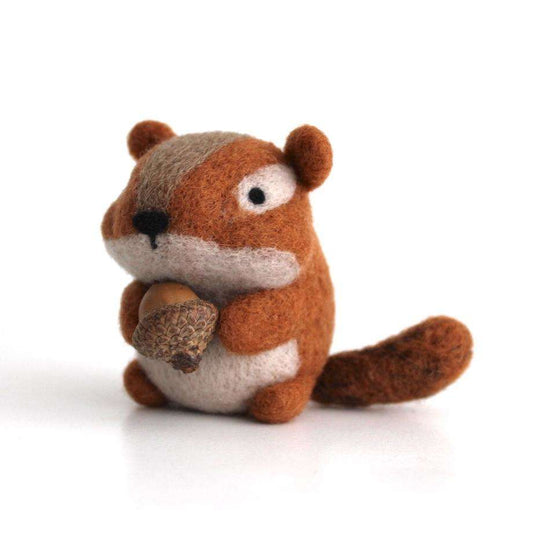 Needle Felted Chipmunk holding Acorn