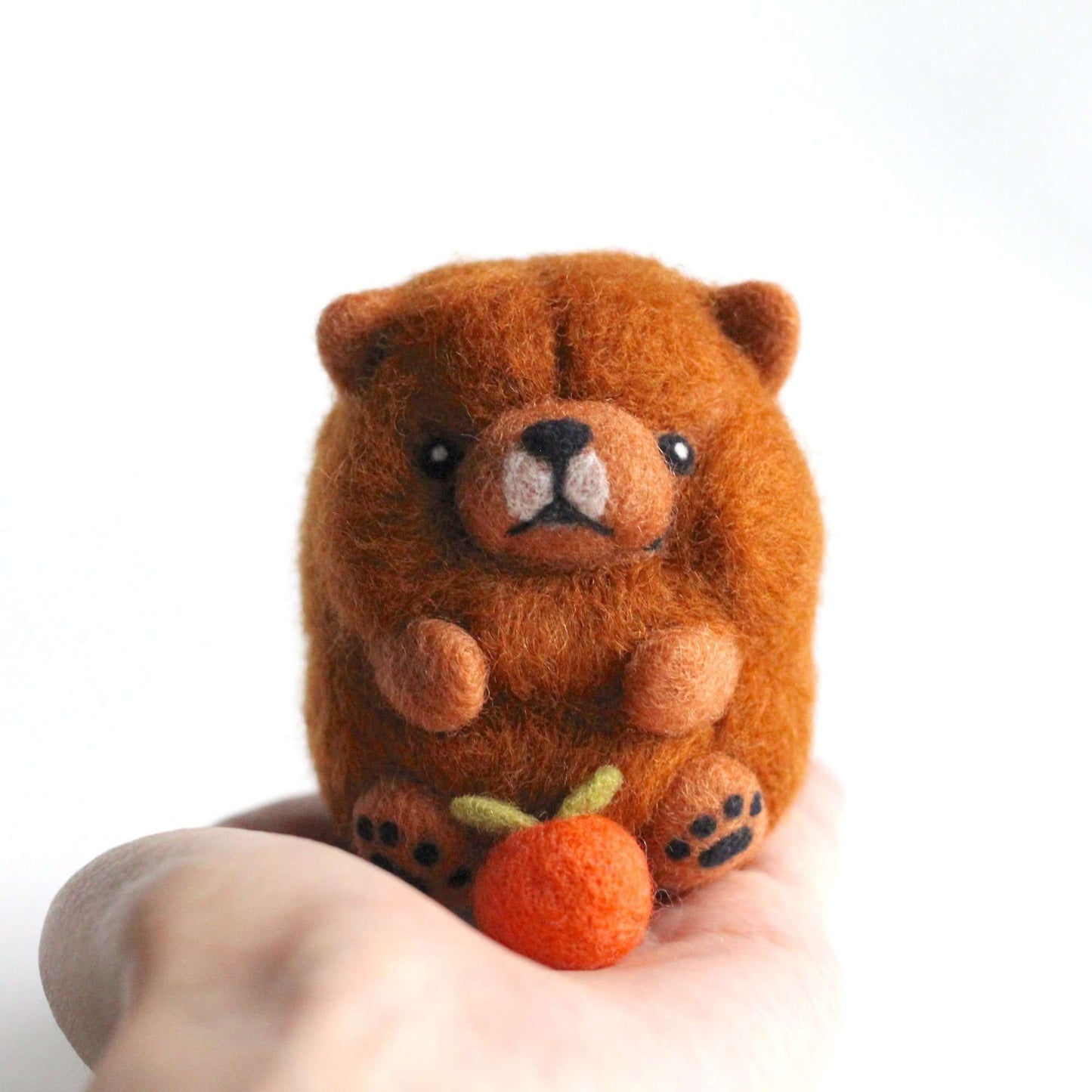 Needle Felted Chow Chow w/ an Orange