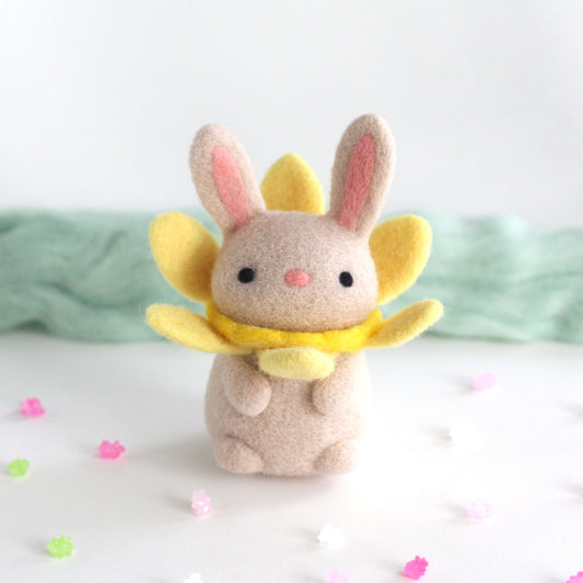 Needle Felted Daffodil Bunny Bloom