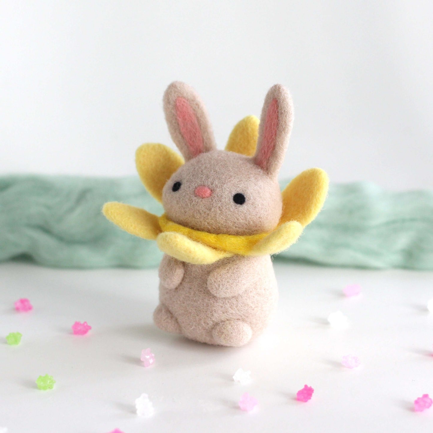 Needle Felted Daffodil Bunny Bloom