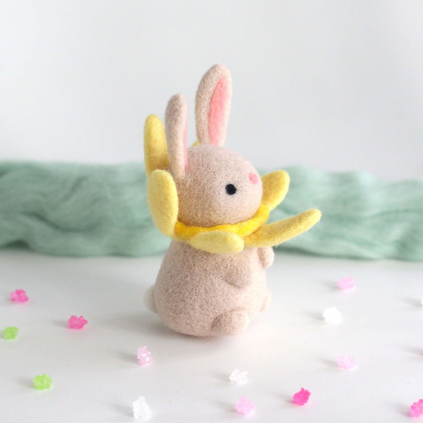 Needle Felted Daffodil Bunny Bloom