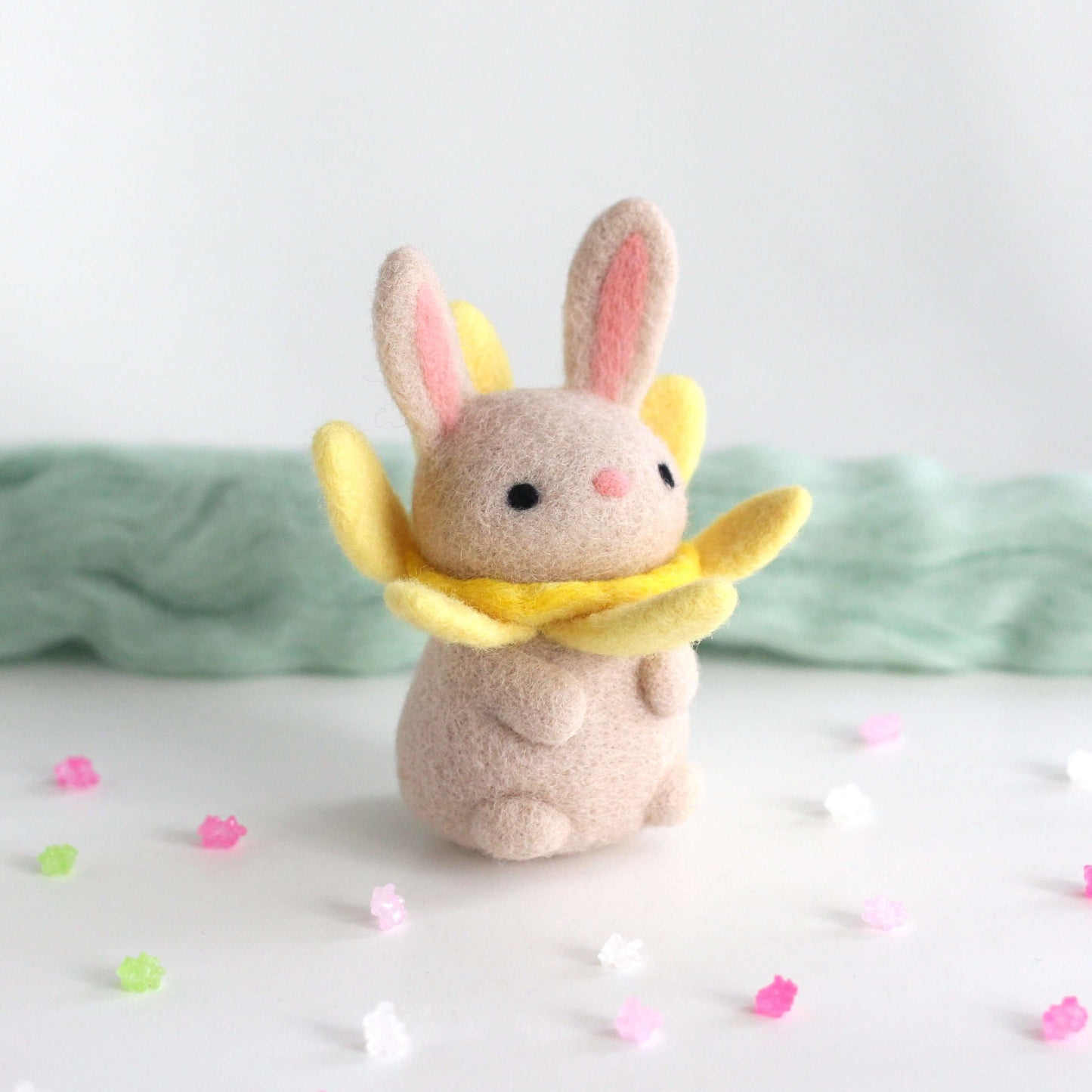 Needle Felted Daffodil Bunny Bloom