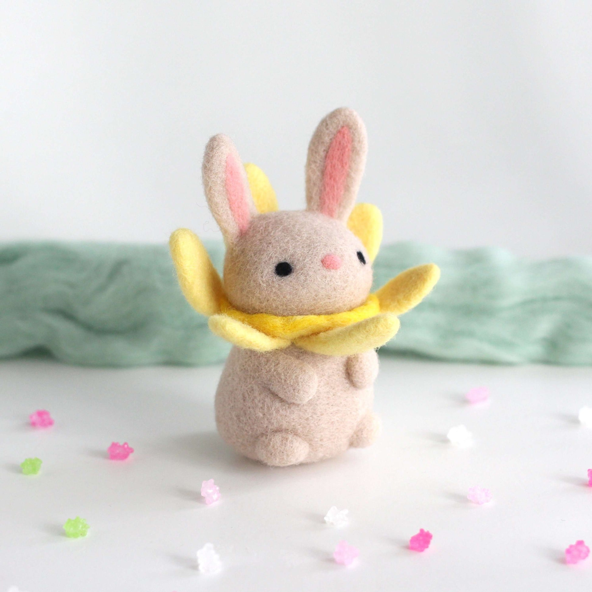 Needle Felted Daffodil Bunny Bloom by Wild Whimsy Woolies