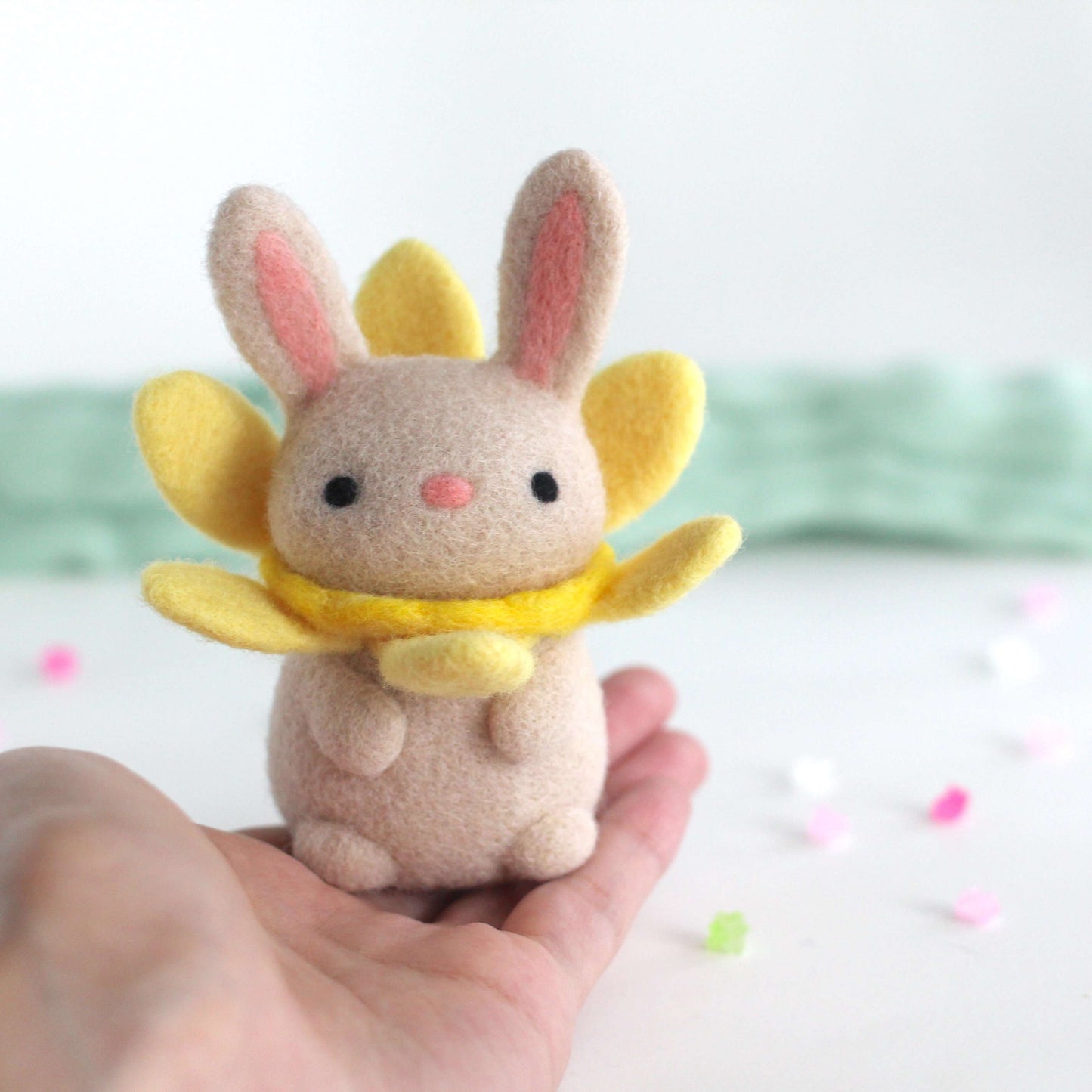 Needle Felted Daffodil Bunny Bloom by Wild Whimsy Woolies