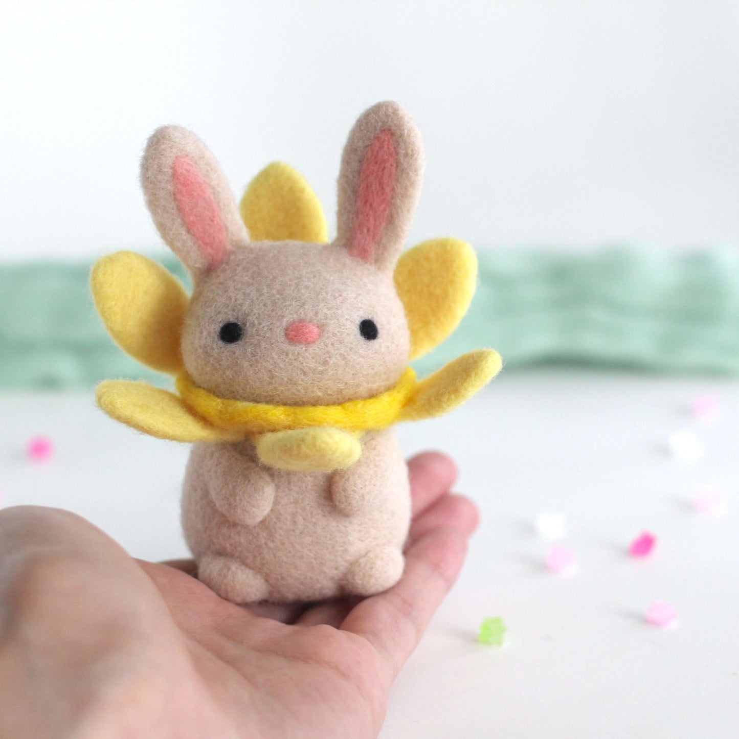 Needle Felted Daffodil Bunny Bloom