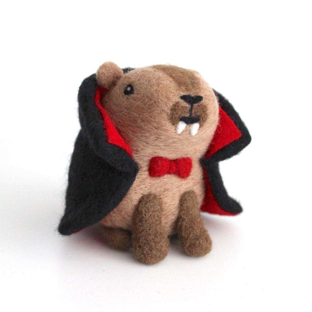 Needle Felted Dracubara, the Vampire Capybara