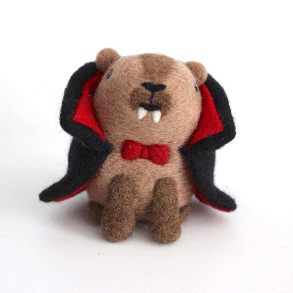 Needle Felted Dracubara, the Vampire Capybara