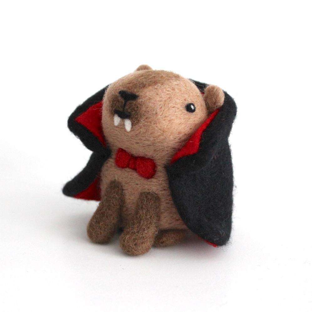 Needle Felted Dracubara, the Vampire Capybara