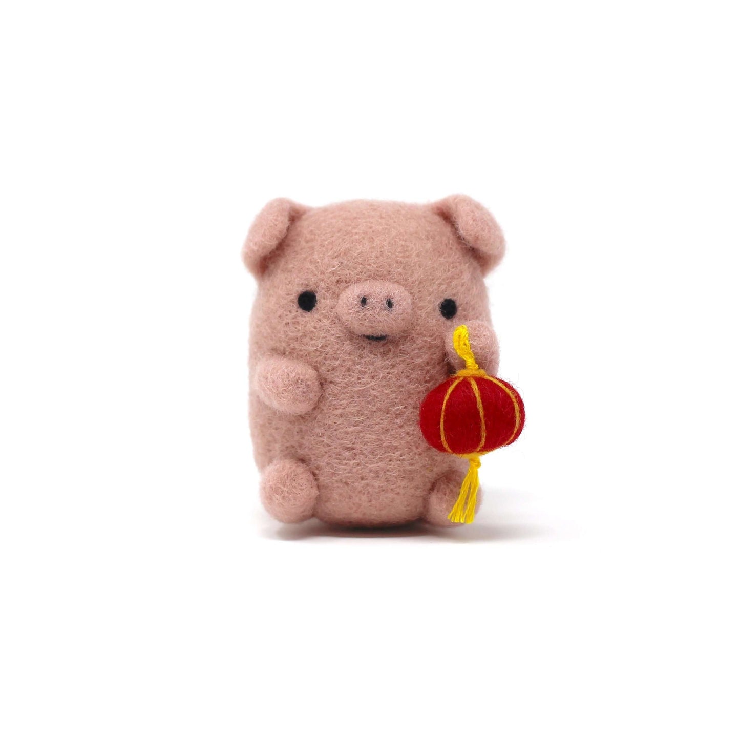 Needle Felted Dusty Pink Pig with Lantern by Wild Whimsy Woolies