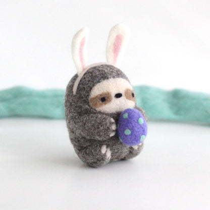 Needle Felted Easter Bunny Sloth by Wild Whimsy Woolies