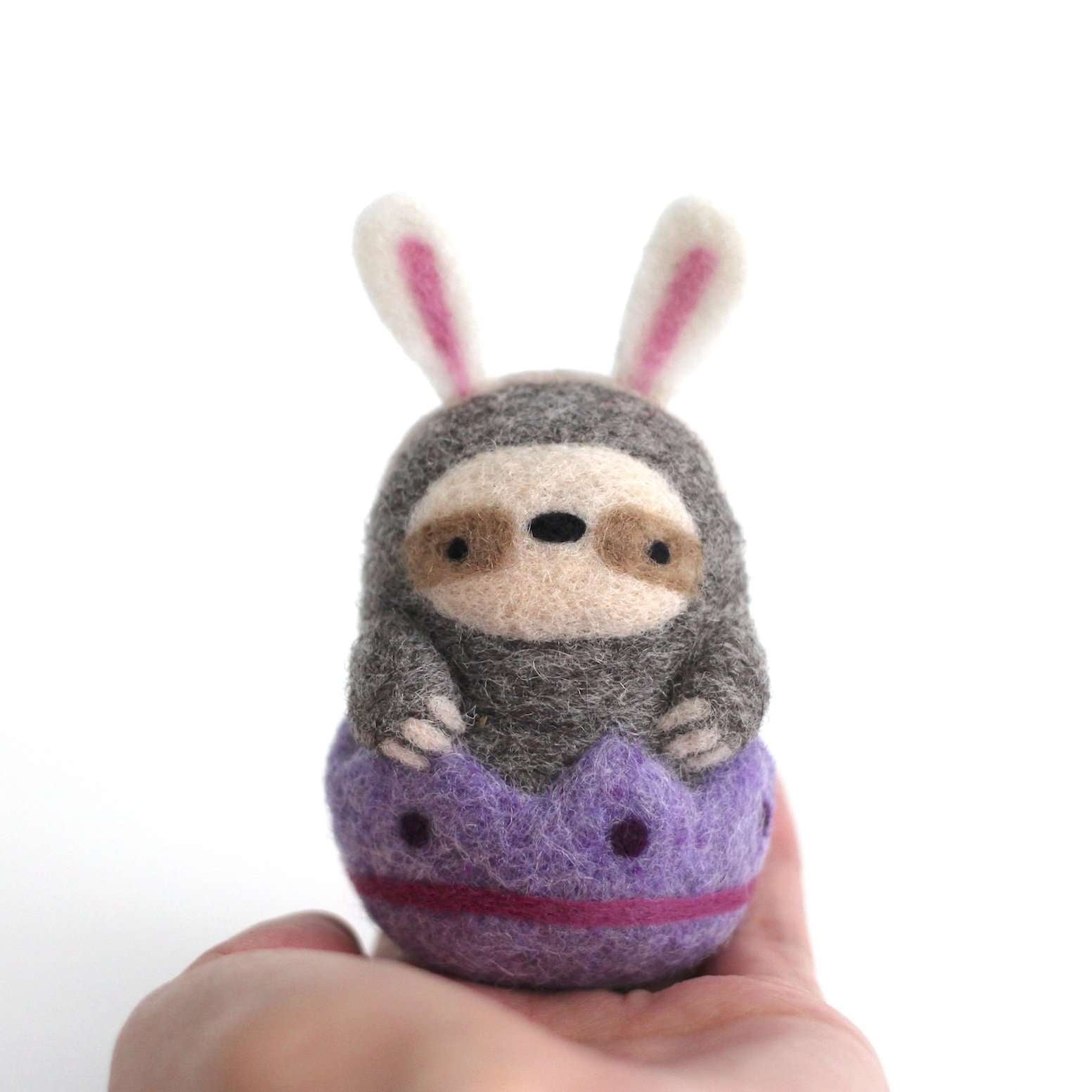 Needle Felted Easter Sloth Bunny by Wild Whimsy Woolies