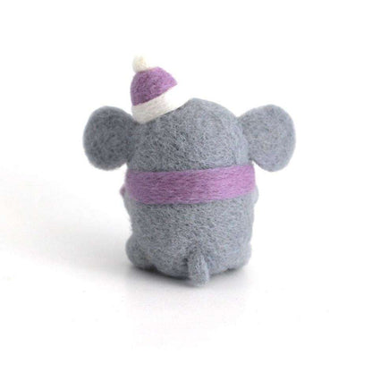 Needle Felted Elephant w/ Purple Scarf by Wild Whimsy Woolies