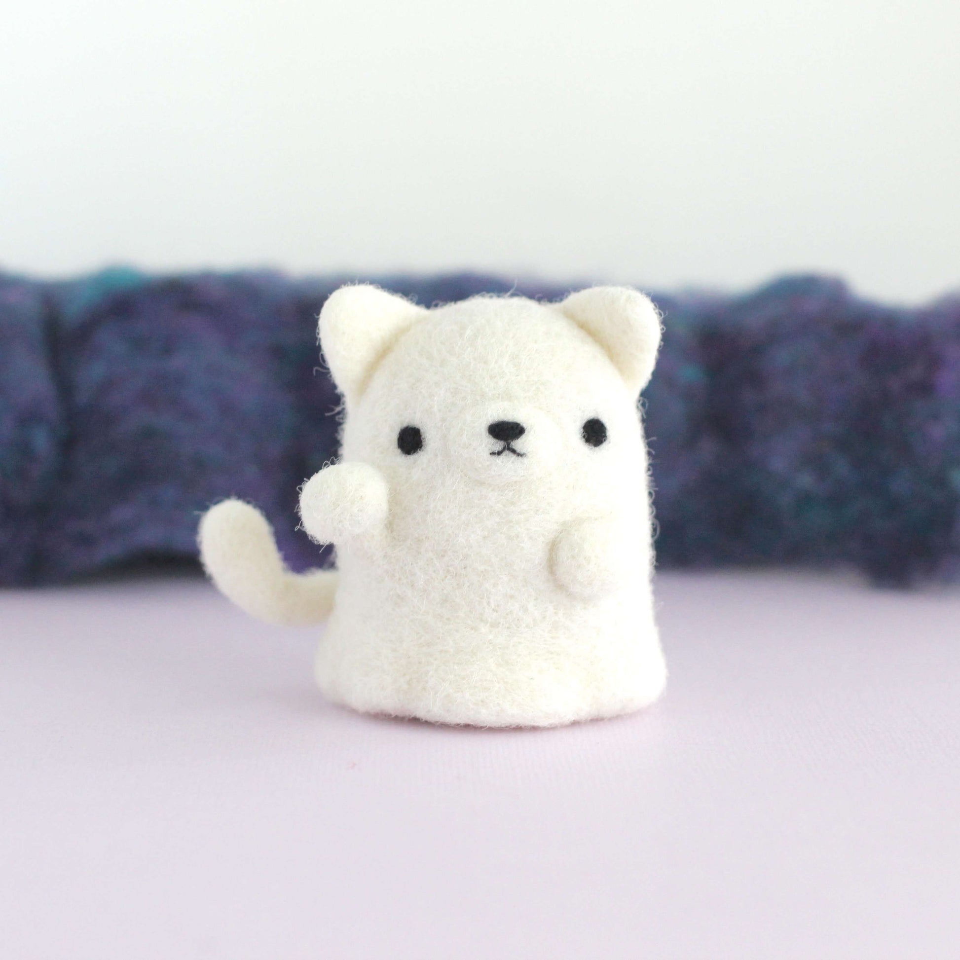Needle Felted Ghostie Lucky Cat by Wild Whimsy Woolies