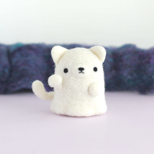 Needle Felted Ghostie Lucky Cat