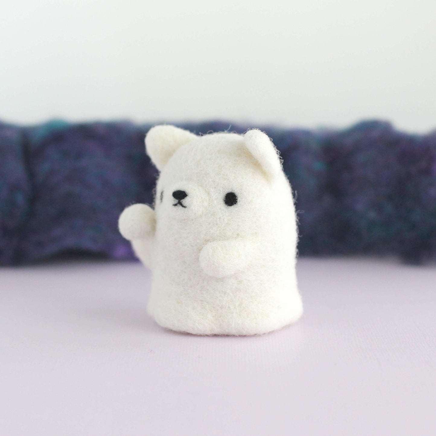 Needle Felted Ghostie Lucky Cat