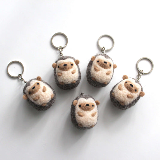 Needle Felted Hedgehog Keychain by Wild Whimsy Woolies
