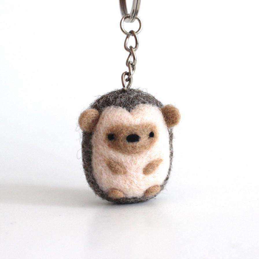 Felted Keychains Needle Felted Hedgehog Keychain – Wild Whimsy Woolies