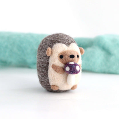 Needle Felted Hedgehog w/ Mushroom by Wild Whimsy Woolies