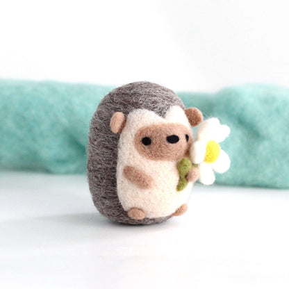 Needle Felted Hedgehog with Daisy by Wild Whimsy Woolies