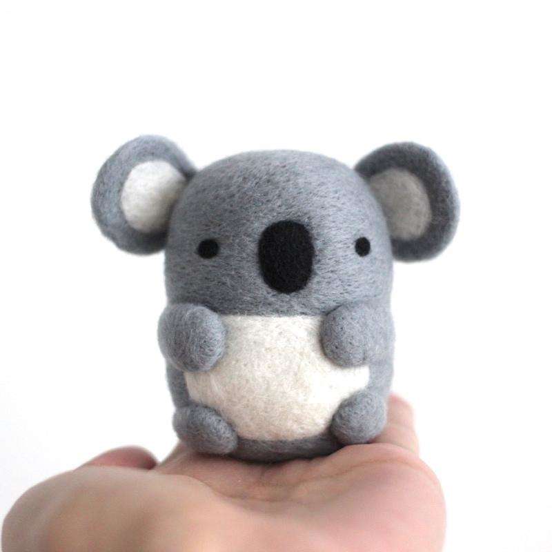 Handmade Needle felted felting kit project Animals Koala cute for beginners  starters