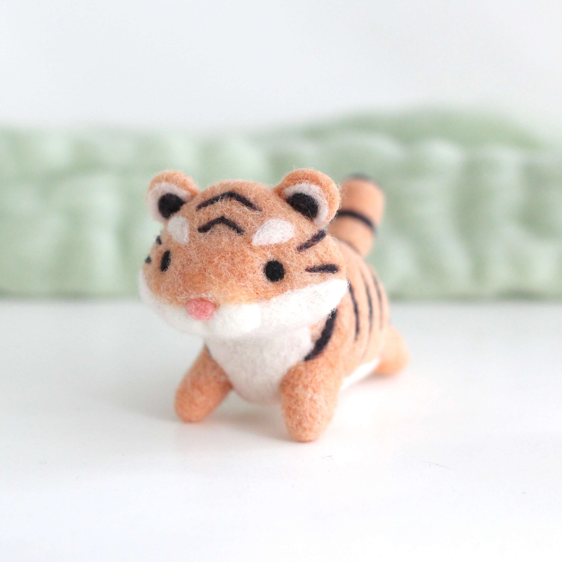 Needle Felted Leaping Tiger Cub by Wild Whimsy Woolies