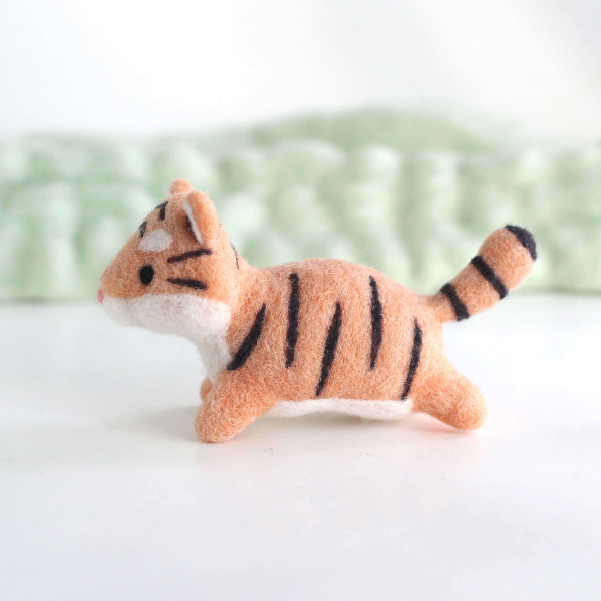 Needle Felted Leaping Tiger Cub by Wild Whimsy Woolies