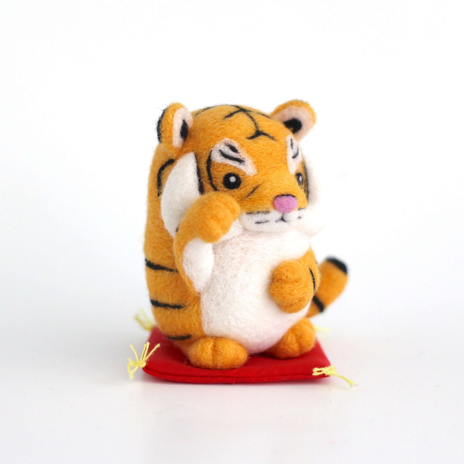 Needle Felted Lucky Tiger (Bright Orange) by Wild Whimsy Woolies