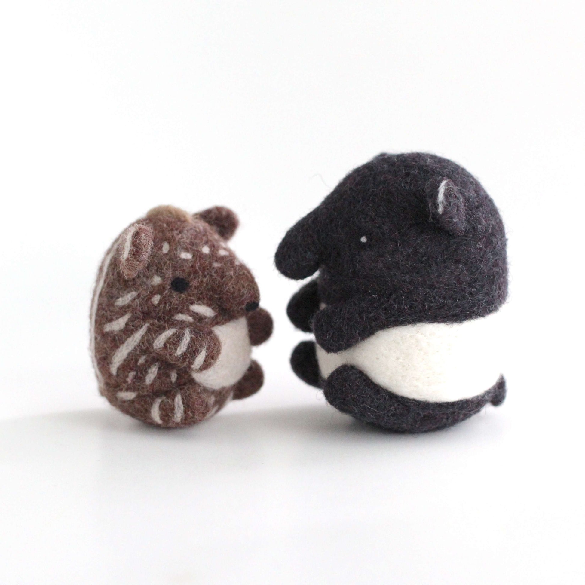 Needle Felted Malayan Tapir Mom and Calf by Wild Whimsy Woolies