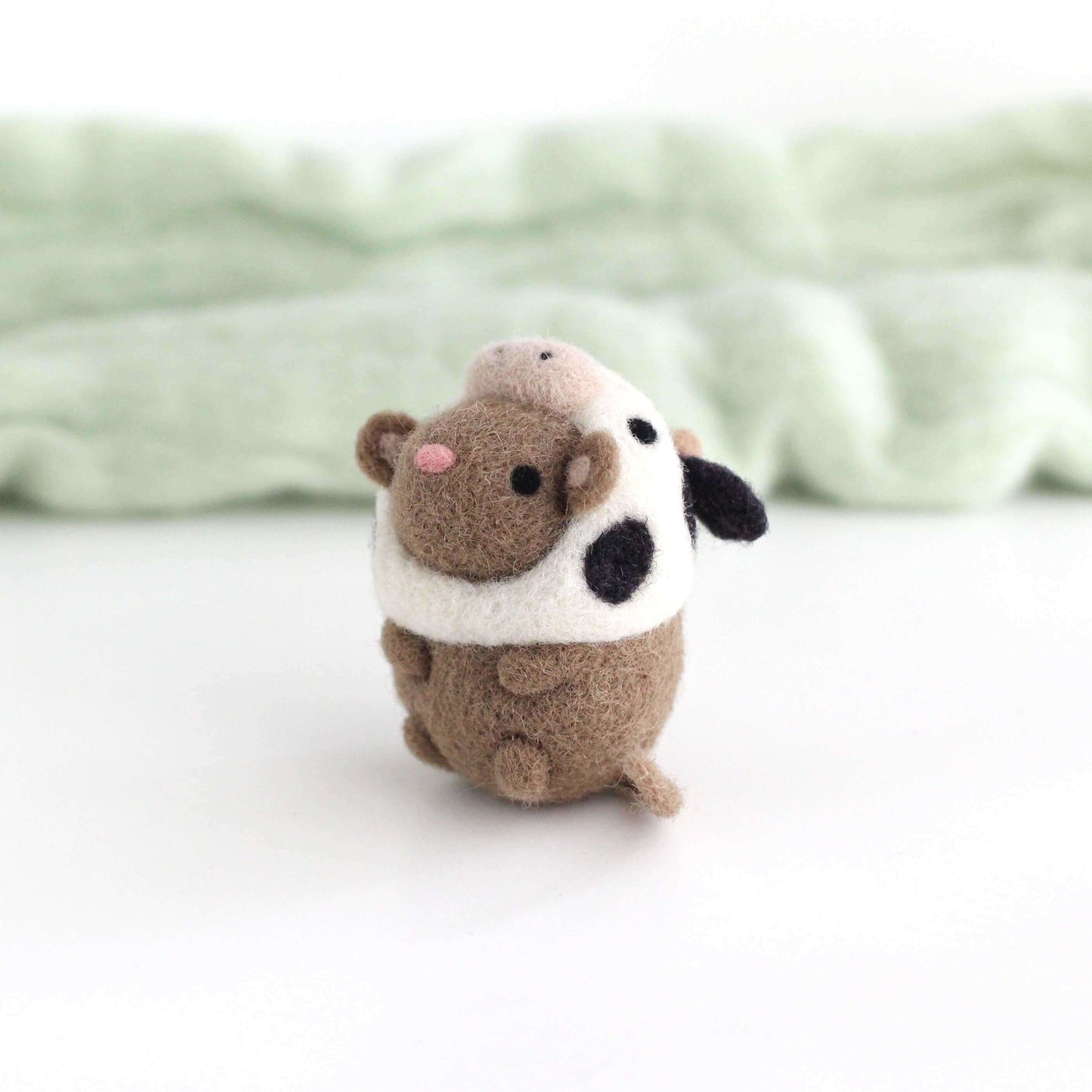 Needle Felted Mouse in a Cow Costume