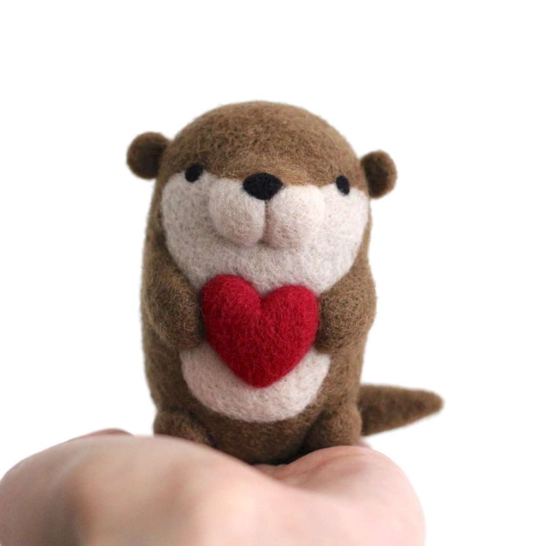 Needle Felted Otter w/ Heart