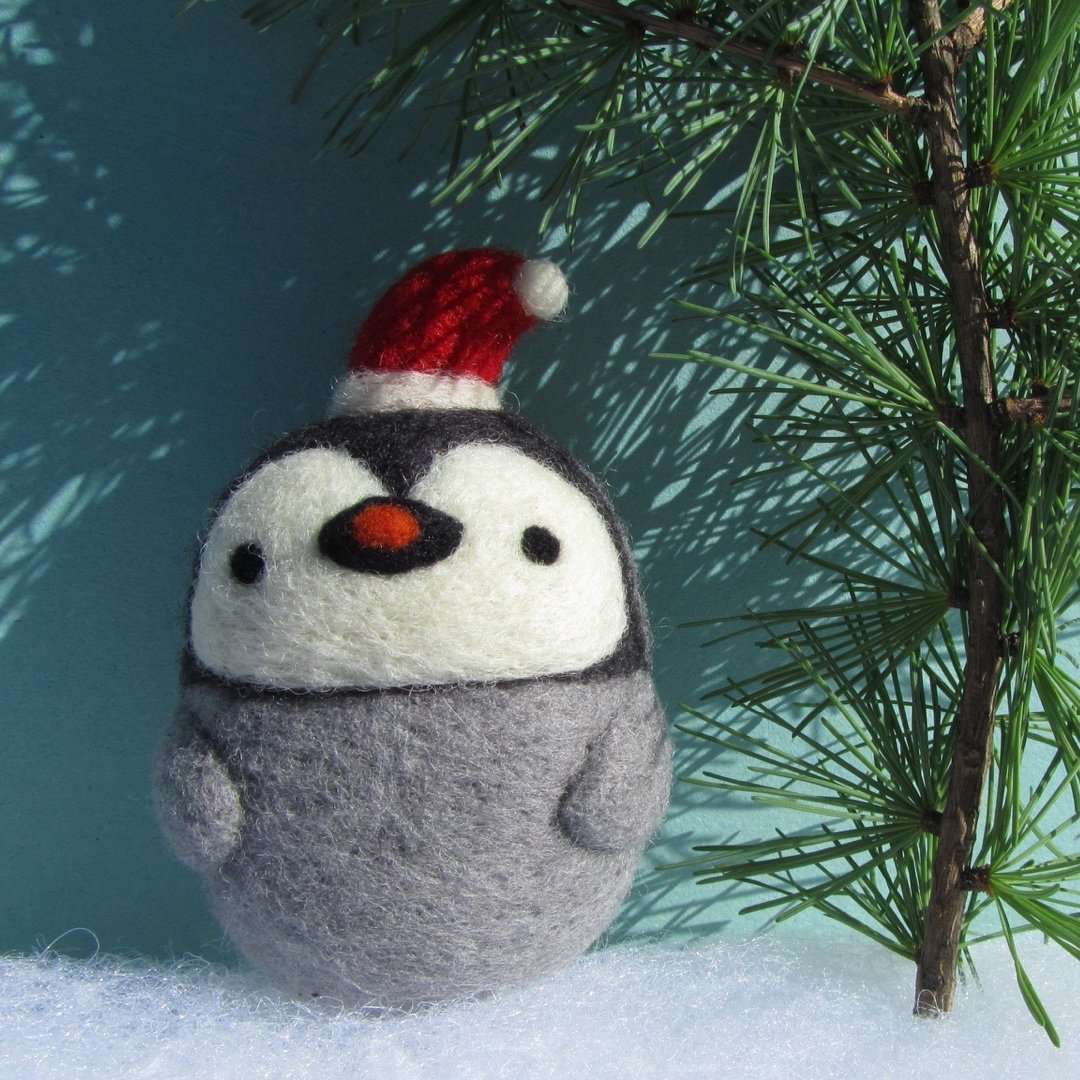 Needle Felted Penguin Ornament by Wild Whimsy Woolies