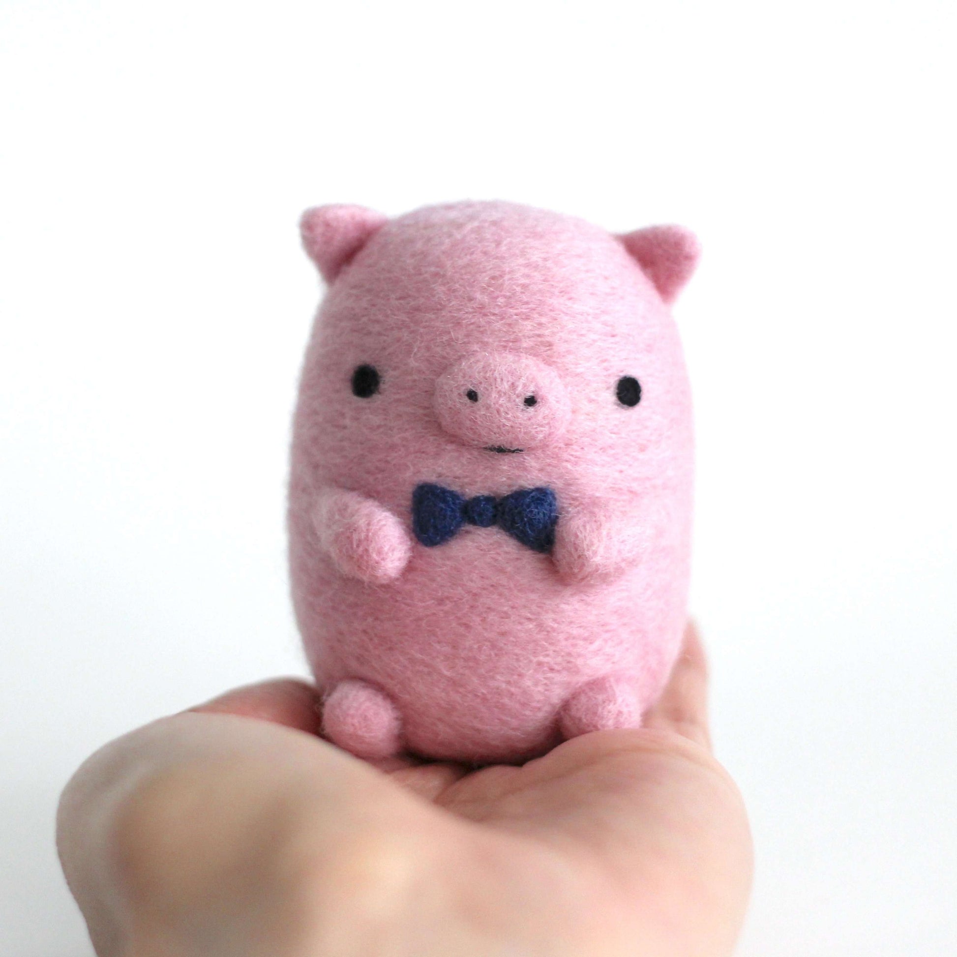 Needle Felted Pig wearing Bow Tie by Wild Whimsy Woolies