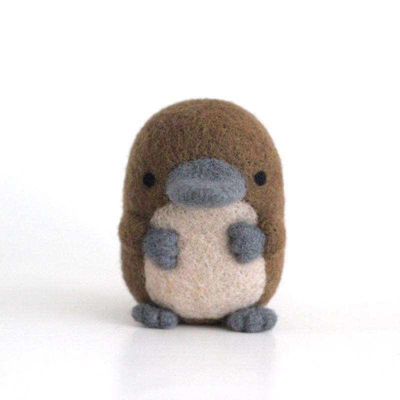 Needle Felted Platypus w/ Grey Details by Wild Whimsy Woolies