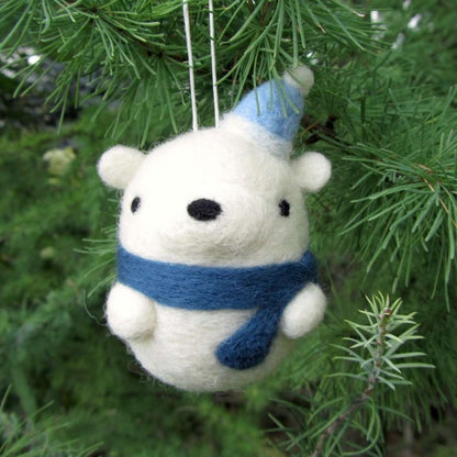 Needle Felted Polar Bear Ornament by Wild Whimsy Woolies