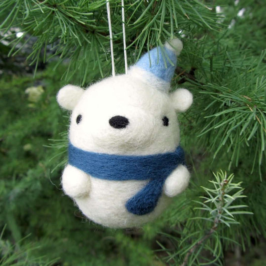 Needle Felted Polar Bear Ornament