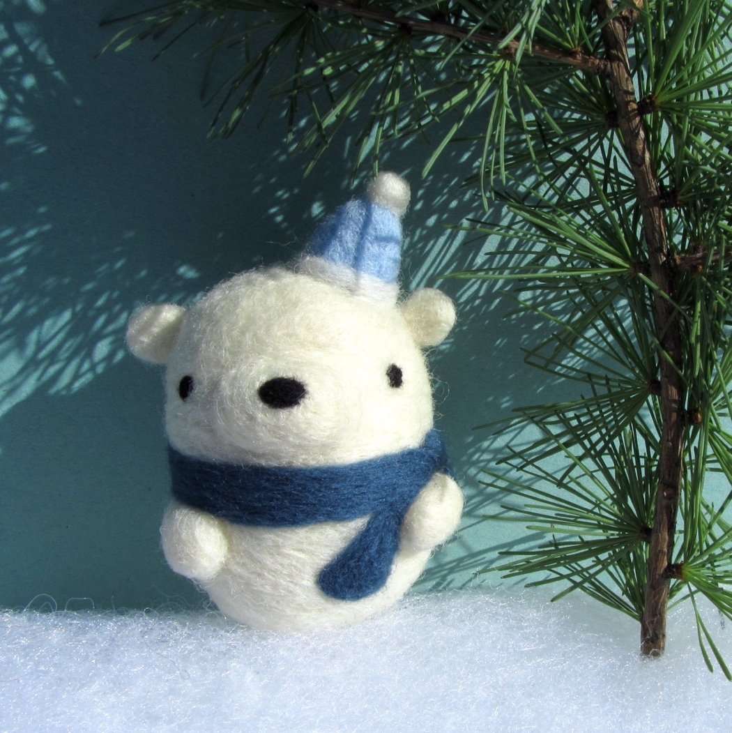 Needle Felted Polar Bear Ornament by Wild Whimsy Woolies