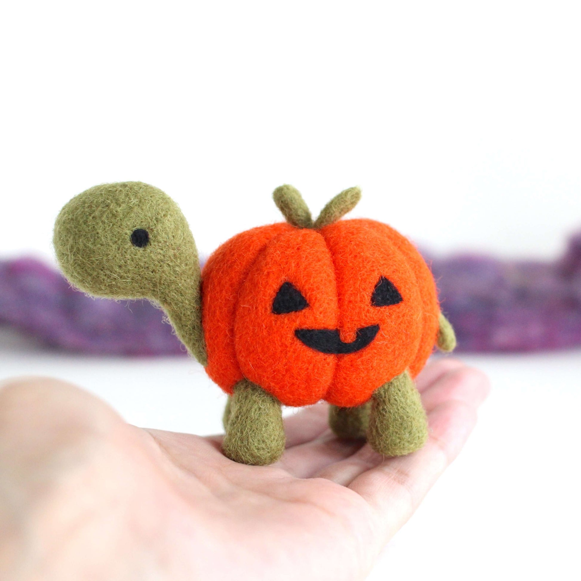 Needle Felted Pumpkin Turtle by Wild Whimsy Woolies