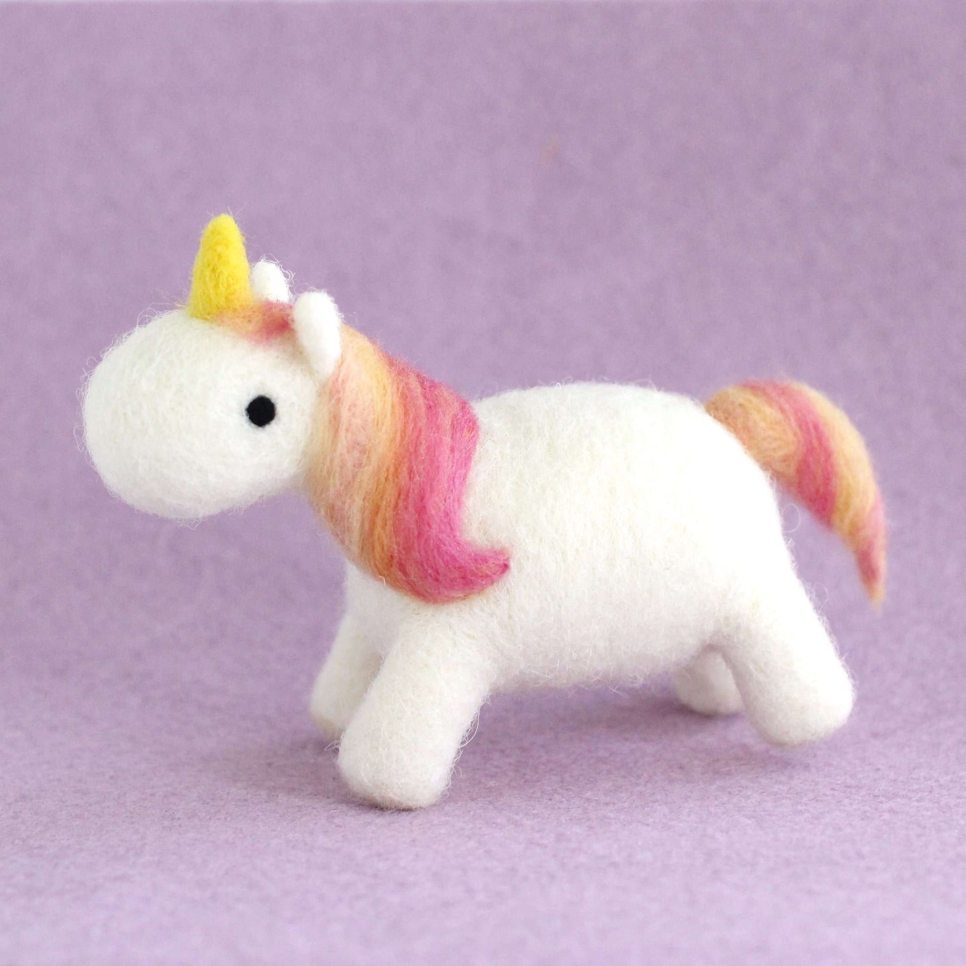 Needle Felted Rainbow Sherbet Unicorn by Wild Whimsy Woolies